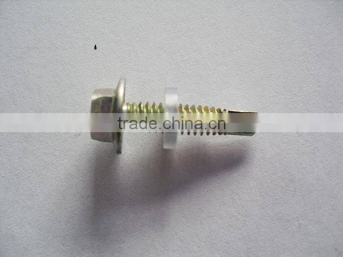 Hex flange head self drilling screw with EPDM washer