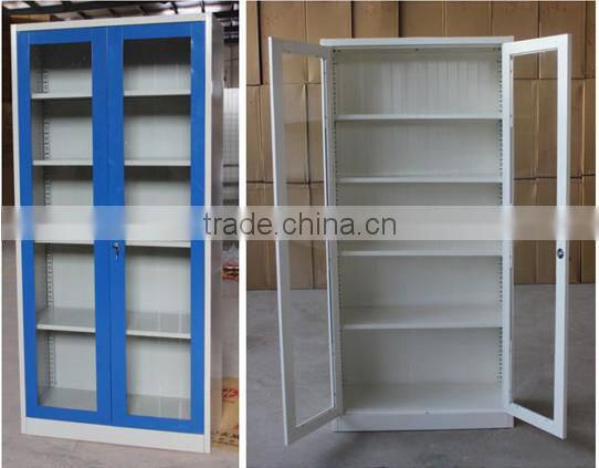 Steel / metal glass door filing cabinet for office