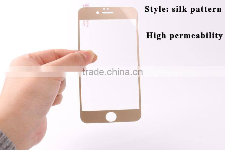 Mobile phone use silk printing colorful tempered glass screen protector for iphone 6 plus