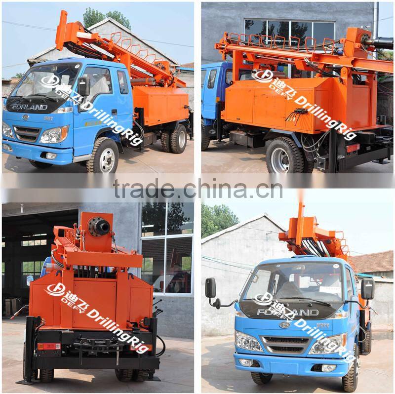 DFQ-200C truck mounted air compressor water well drill machine, hydraulic water well drill rig air compressor 200m depth