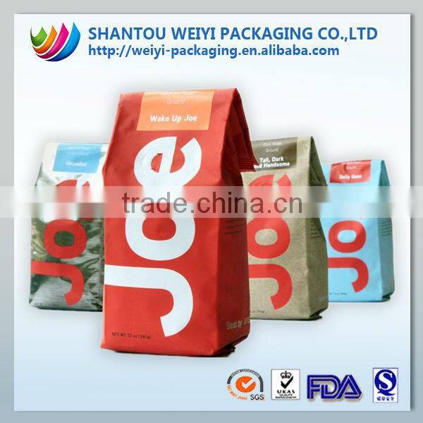 China Supplier Wholesale Flexible Middle Sealed Side Gusset coffee bean pouch with Air Valve