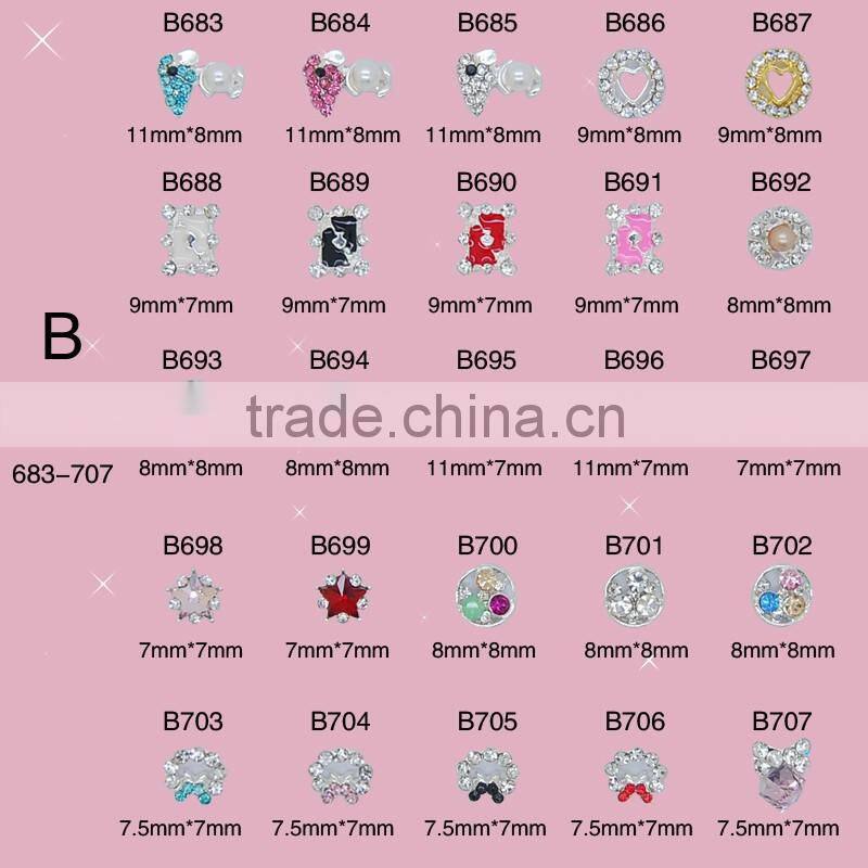 2016 fashion 3D nail art Tips decoration Alloy nail jewelry Glitter Rhinestone