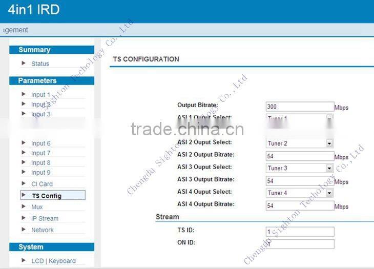Digital tv headend equipment Internet tv decoder Support Wawzo Server with 1 asi Multipled