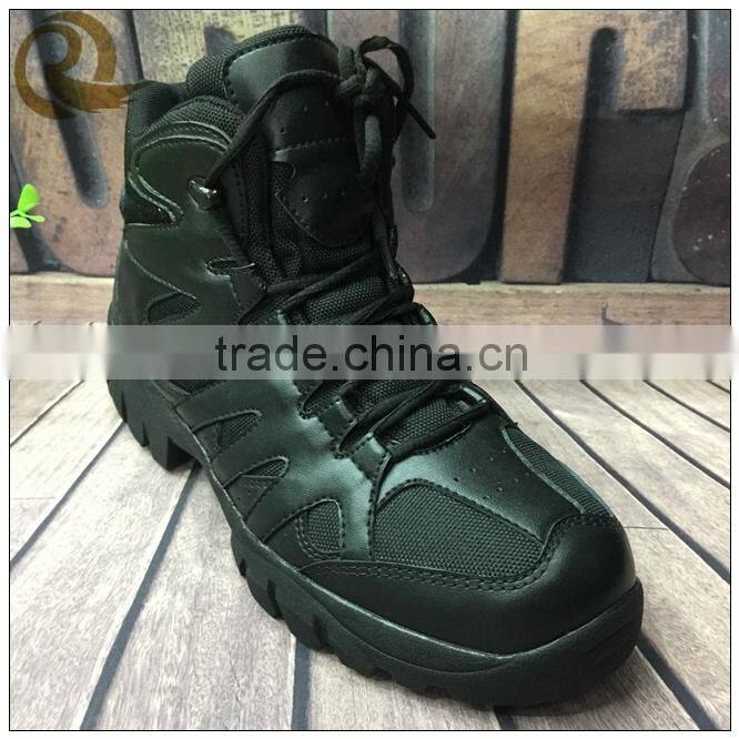 new design black genuine leather hiking boots military army boots