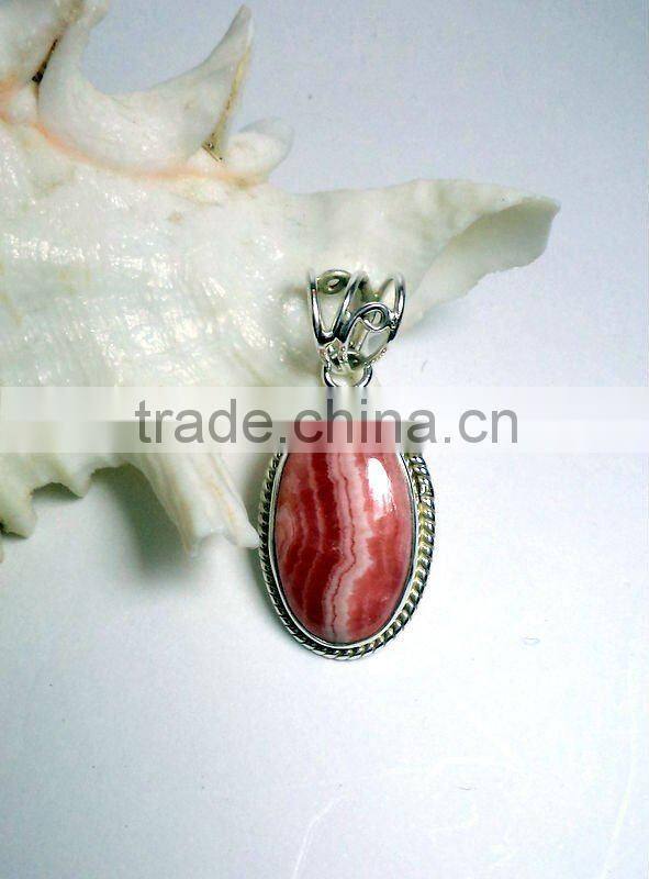 Rose Quartz Oval Cabochon Pendant, 925 Solid Silver Pendant, Designer Silver Pendant