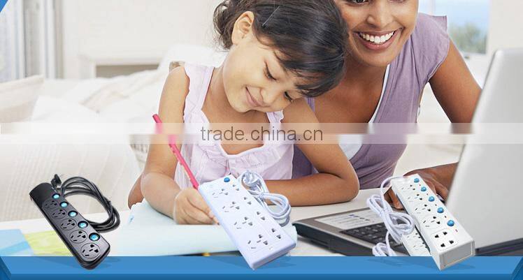 High Quality 5-Way outlet power strip Spike Protector Power Extension Block Strip 3m Cable