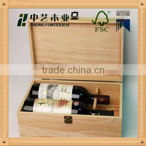 China wholesale high end wooden wine box with holder