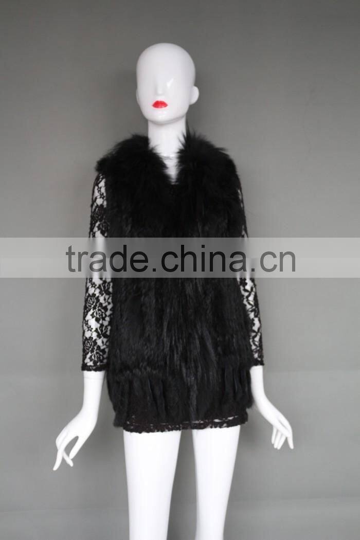 Natural Stylish Fashion Women's Knitted Genuine Rabbit Fur Vest