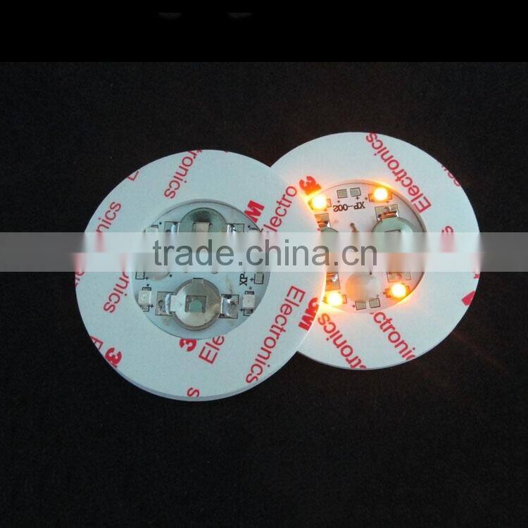 Floral Supplies Battery Operated Hot sale Items Glow In The Dark Logo CustomHigh Quality Pvc Coaster,led coaster
