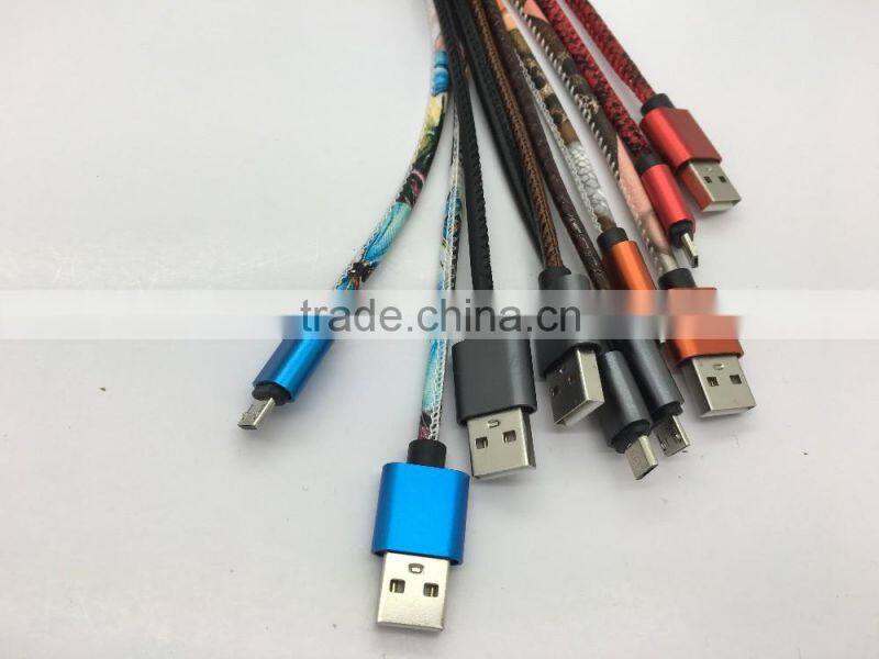 Braided Micro USB Charger Cable 1M 3FT 2M 6FT Data Sync Fabric Nylon Charging Cable Cord Line For smart phone