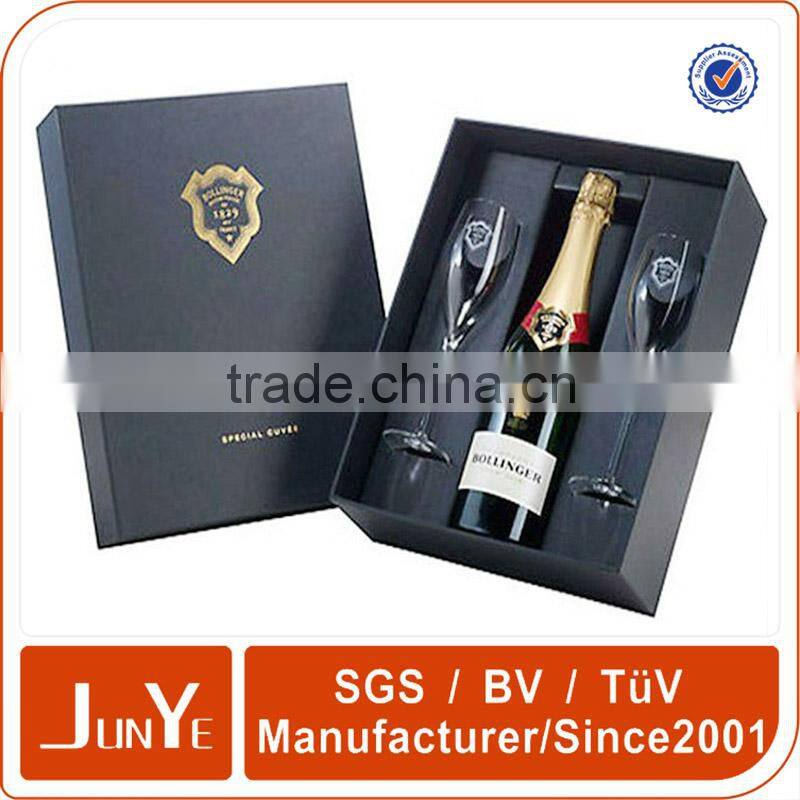 Book-form style good quality single wine glass box like whiskey wine bottle gift box