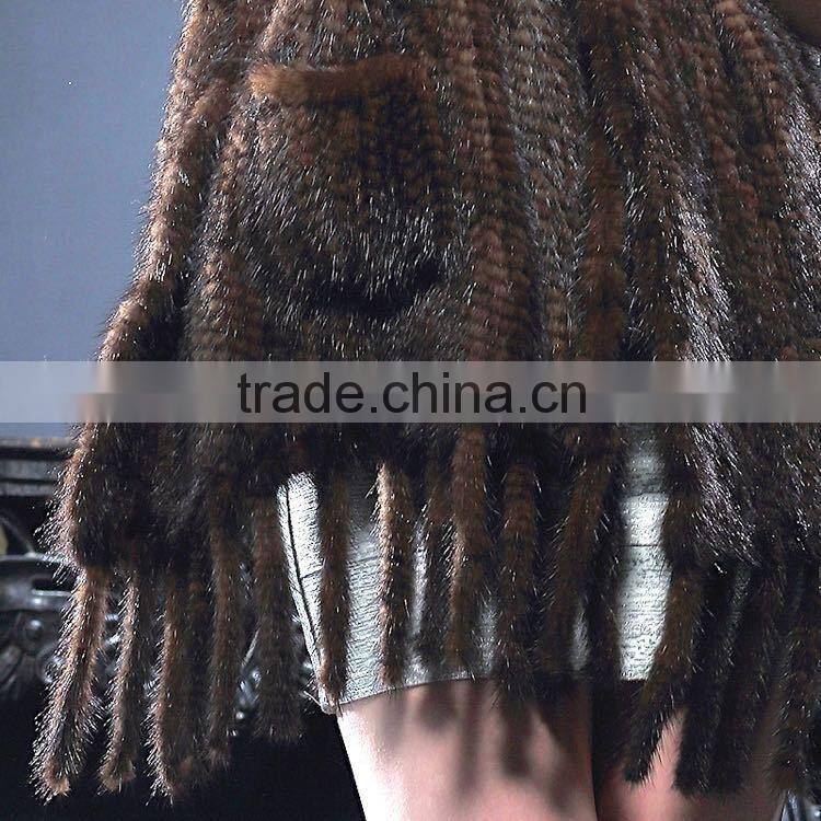 Hot Selling Ladies Real Knitted Mink Fur Wrap for Elegant Women with Cheap Price Wrap
