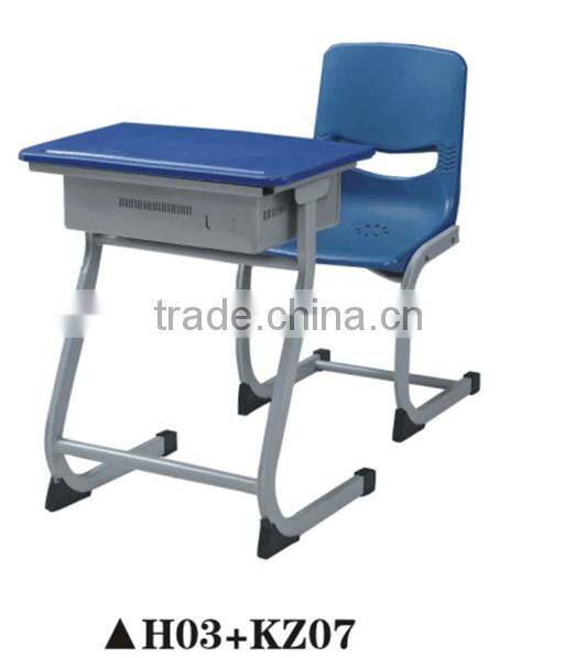 School hexagon plastic double table and chair set N808+KZ03