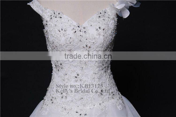 chinese wedding dress with sweetheart short sleeve A-line layered lace