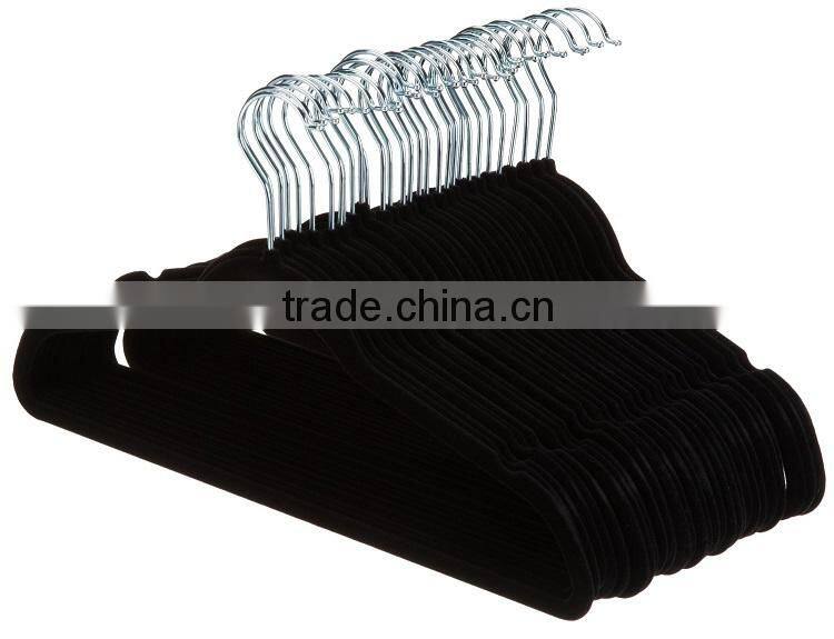 Black Flocked Suit Hanger for Clothes