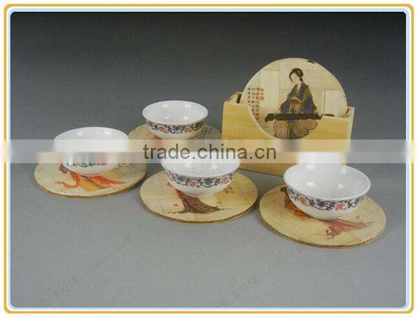 Classical Chinese Bamboo Cup Mat, Round Bamboo Table Mat.
