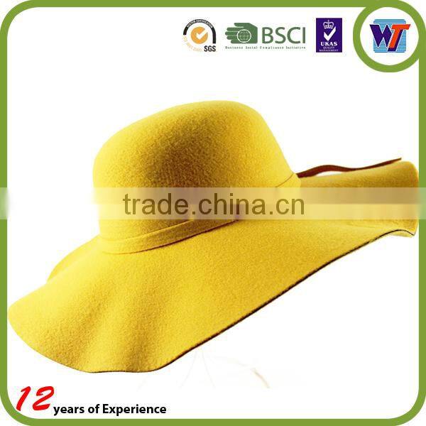 High Quality Pure Colour Design Wool Cap Felt Sombrero Hats With Silk Ribbon