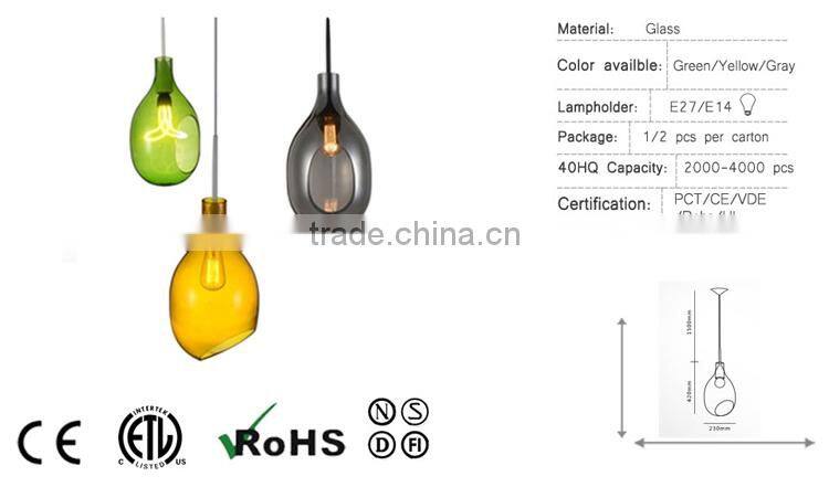 modern colored art glass decoration pendant lights