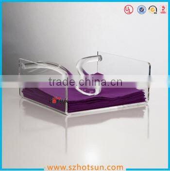 hot sale gold logo printing clear transparent acrylic paper napkin holder