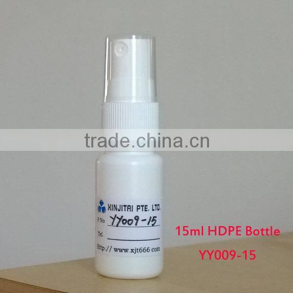15ml Plastic HDPE Spray Bottle, with Fine Mist Sprayer