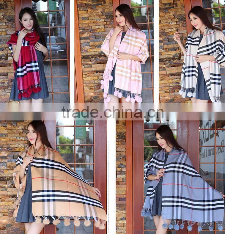 Made in China Designer Wholesale Women's Winter Classic Grid Long Reversible Scarves Shawl
