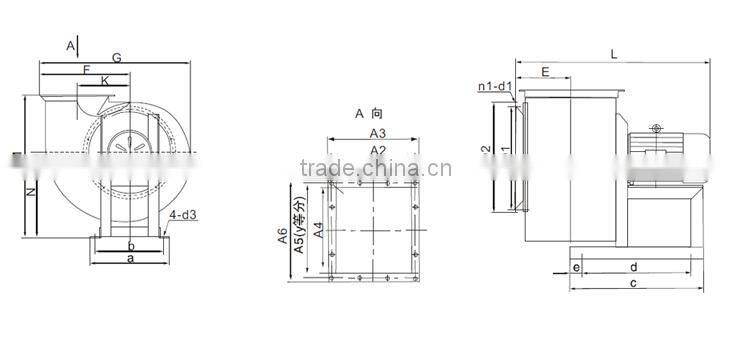11-62 multi-vane low noise canteen centrifugal fan