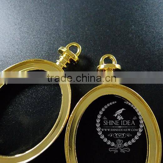 30x40mm gold plated alloy oval pendant charm DIY bezel setting glass tray jewelry supplies 1850258