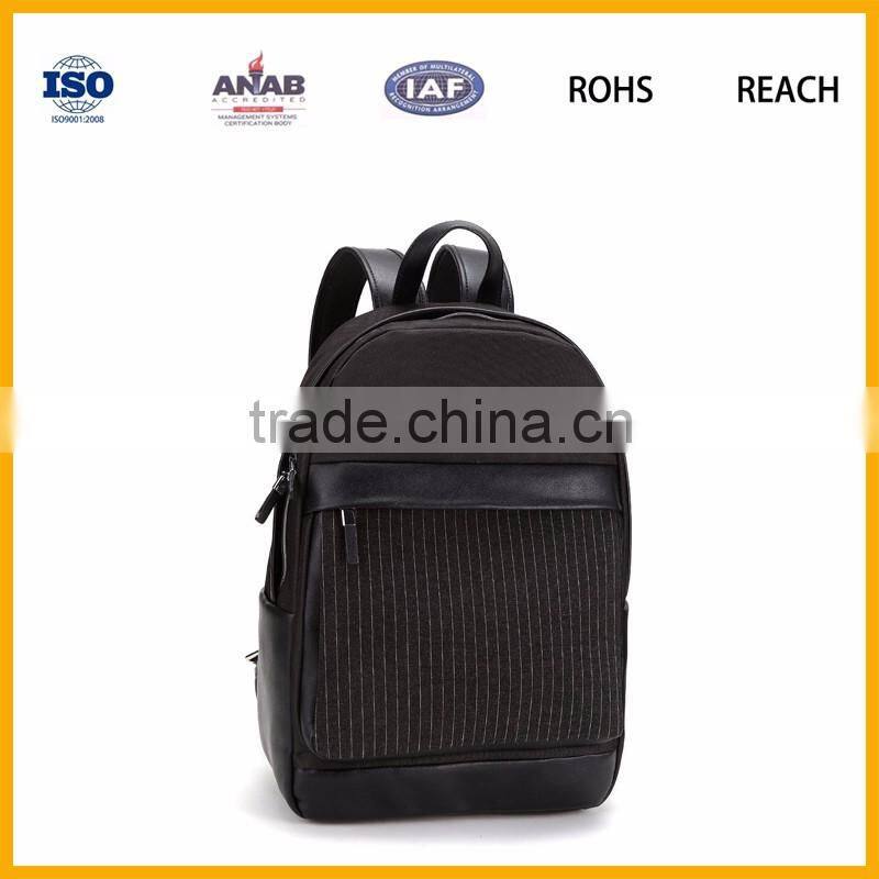 black PU leather travel leisure backpack daypack