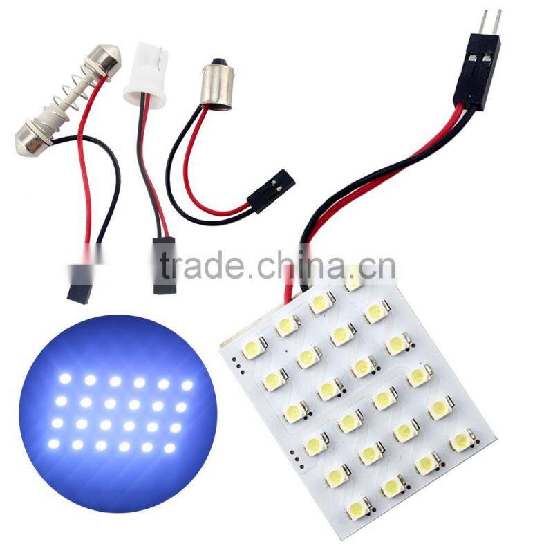 Car Interior Reading Light White 12V T10 Ba9s Festoon 24SMD 1210 SMD Led Reading Dome Panels Lights