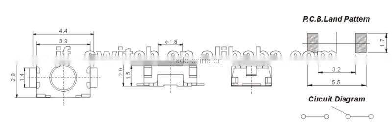 2 pin tact switch cap ts-1115d