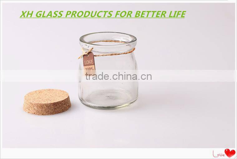 100ml Wholesale Candy Clear Glass Material Packaging Gifts Bottle /Glass Pudding Bottle with Cork Lid