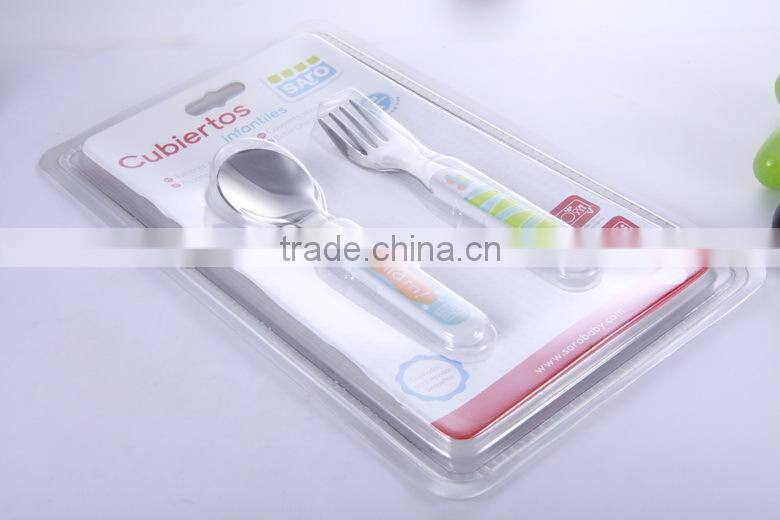 baby cutlery spoon and fork knife set with plastic handle