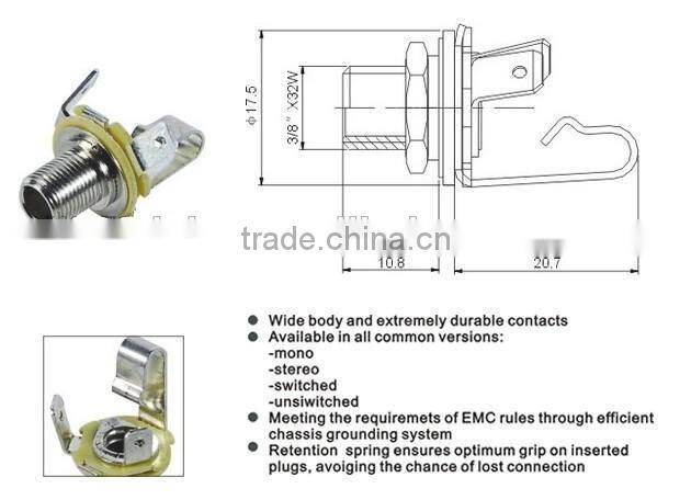 PJ-669&PJ-670 mono/stereo 1/4'' Skeleton jack open frame