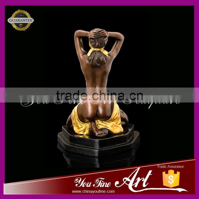 nude woman cover eye erotic bronze sculpture