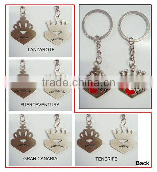 Half heart shaped metal key chains