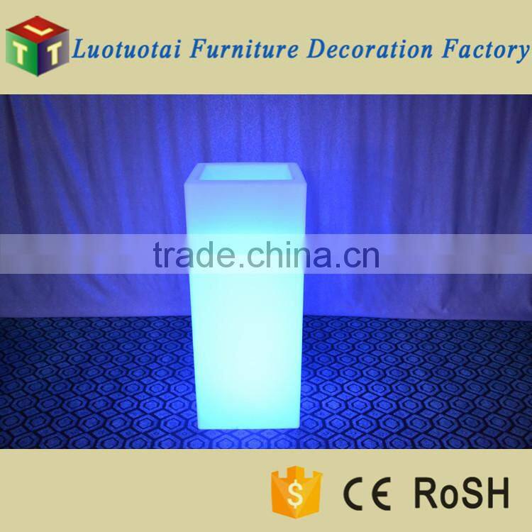 45*45*110cm square tall PE plastic outdoor LED light up flower pot for garden decor