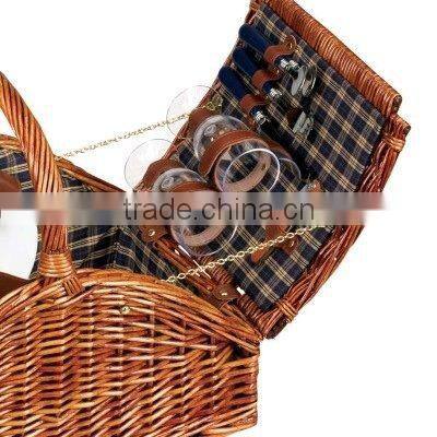 woven willow picnic basket square sahaped ,fully lined