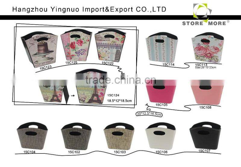 Living Room Bathroom Trash Can, Leather Trash Bin Without Lid