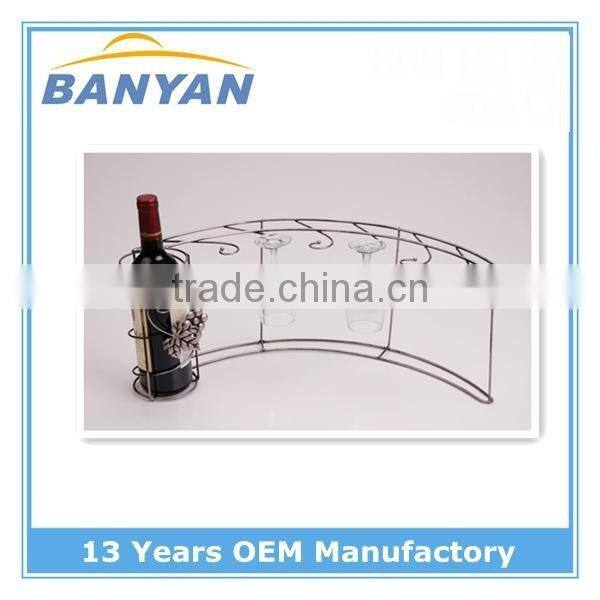 Decorative six wine glass rack and single bottle wine rack
