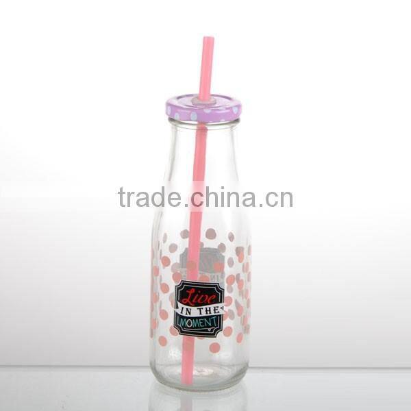 15.5oz fresh cute mason jar with lid straw with handle