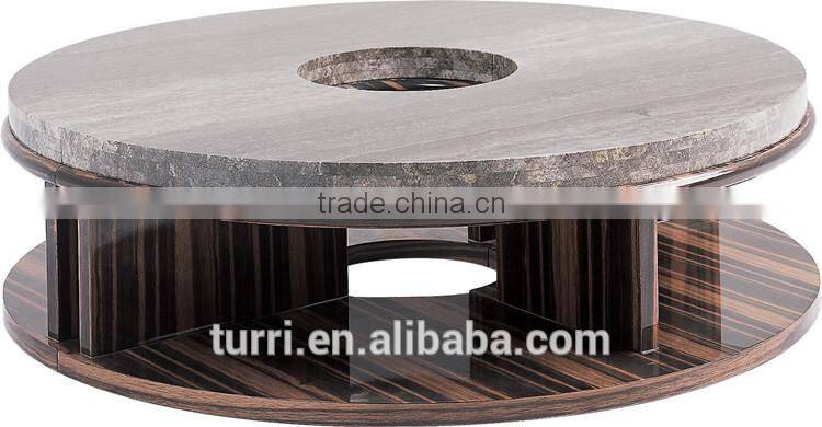 KD027B Iran travertine wood round marble coffee table