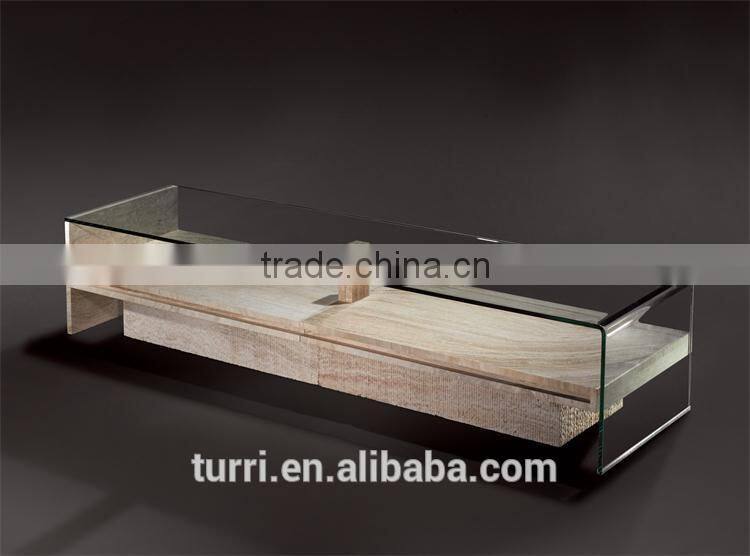 U shape design travertine base TV stand
