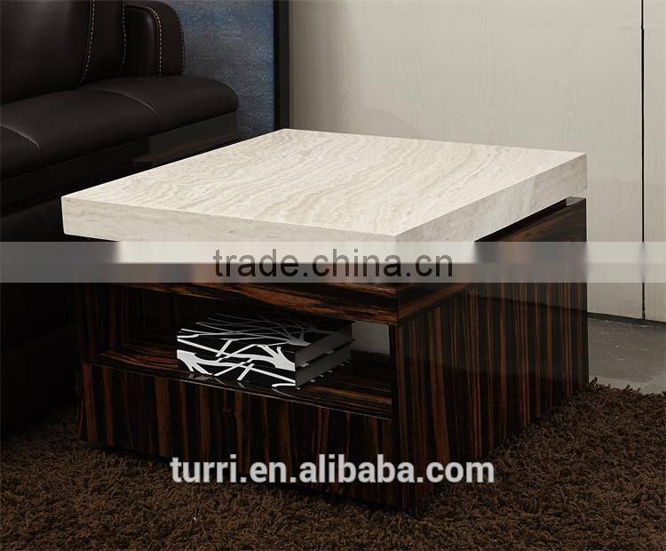Gloss white and black white marble top side table