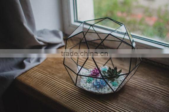 Large terrarium icosidodecahedron Stained glass terrarium Glass decoration Planter for indoor gardening Home decor Christmas ter