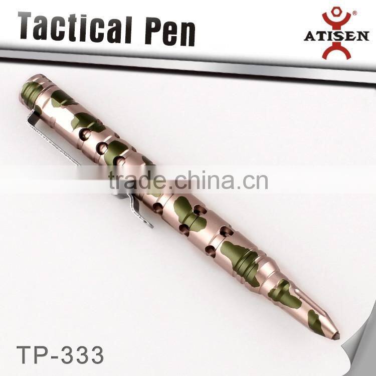 Camo Color Tactical Pen, Black Ink, Anodized, Aluminum, Made in China