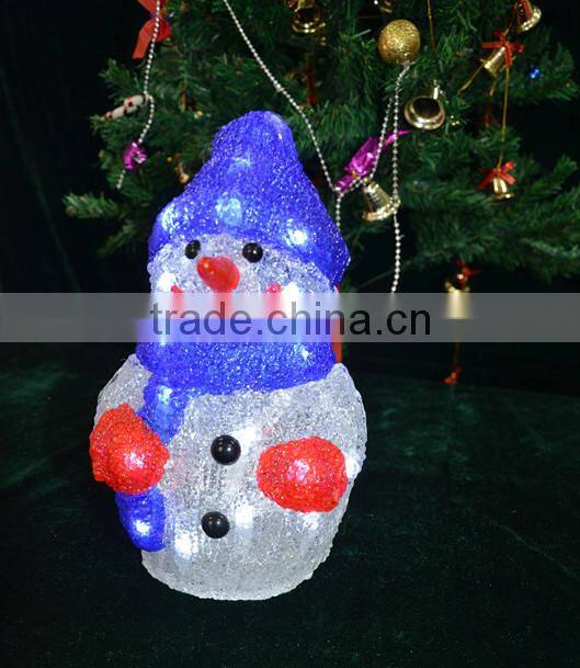 Battery operated led light acrylic snowman for indoor