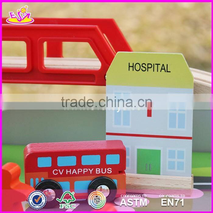 2017 New design educational kids activity toys wooden train table set W04C070