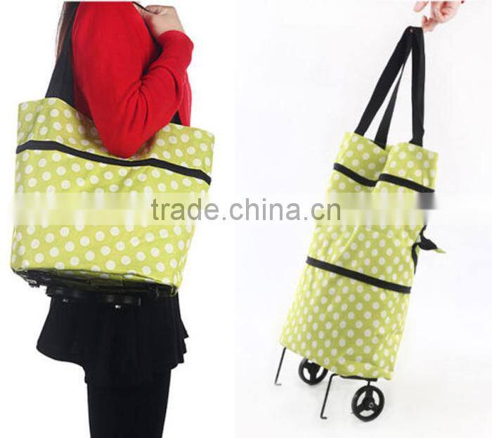 eco recycle bag shopping trolley wheel bag with zipper
