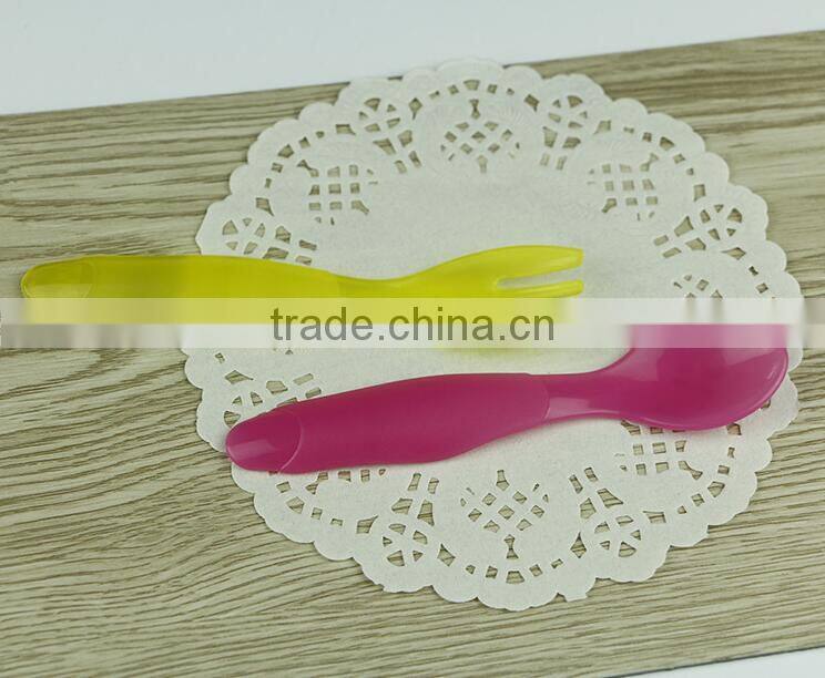 Factory sale soft PP baby spoon with fork baby spoon Tableware set