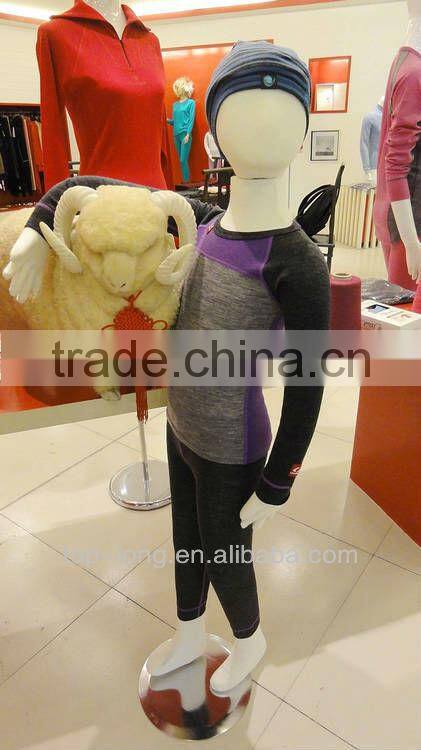 Kid's 100% merino wool thermal underwear for 11-14years old